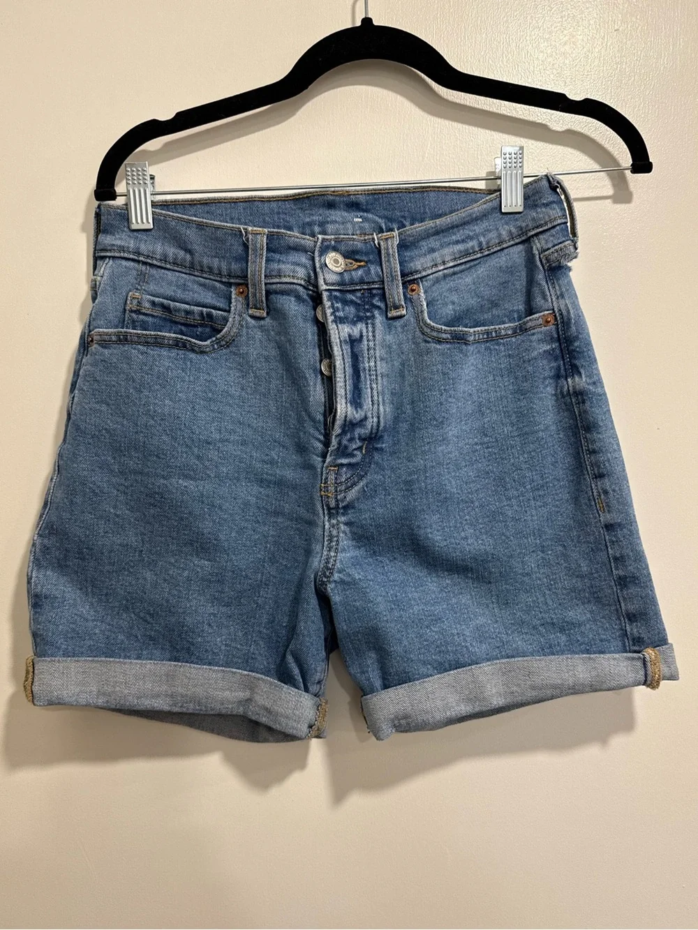Old Navy Medium Blue Rolled-Hem Jean Shorts Jorts